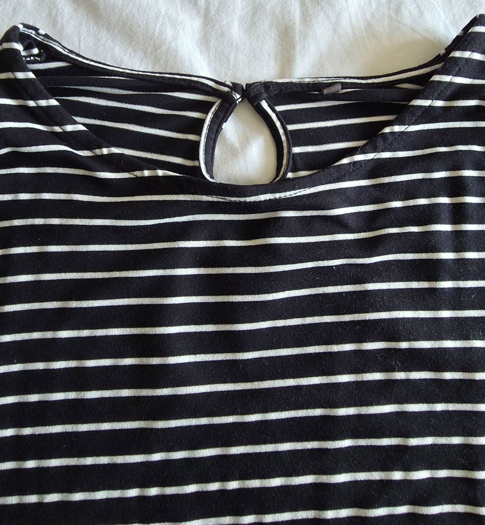 Vestido marinero negro y blanco L 40 vestido corto fluido a rayas – photo 4